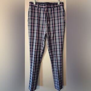 ASOS Men's Checkered Pants - Navy and Pink